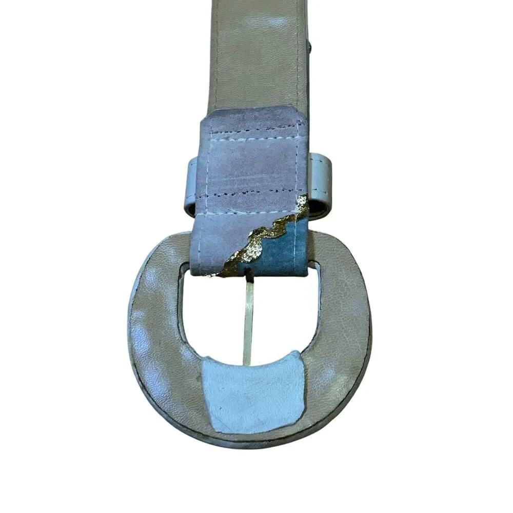 Vintage Pastel Patchwork Suede & Leather Belt‎